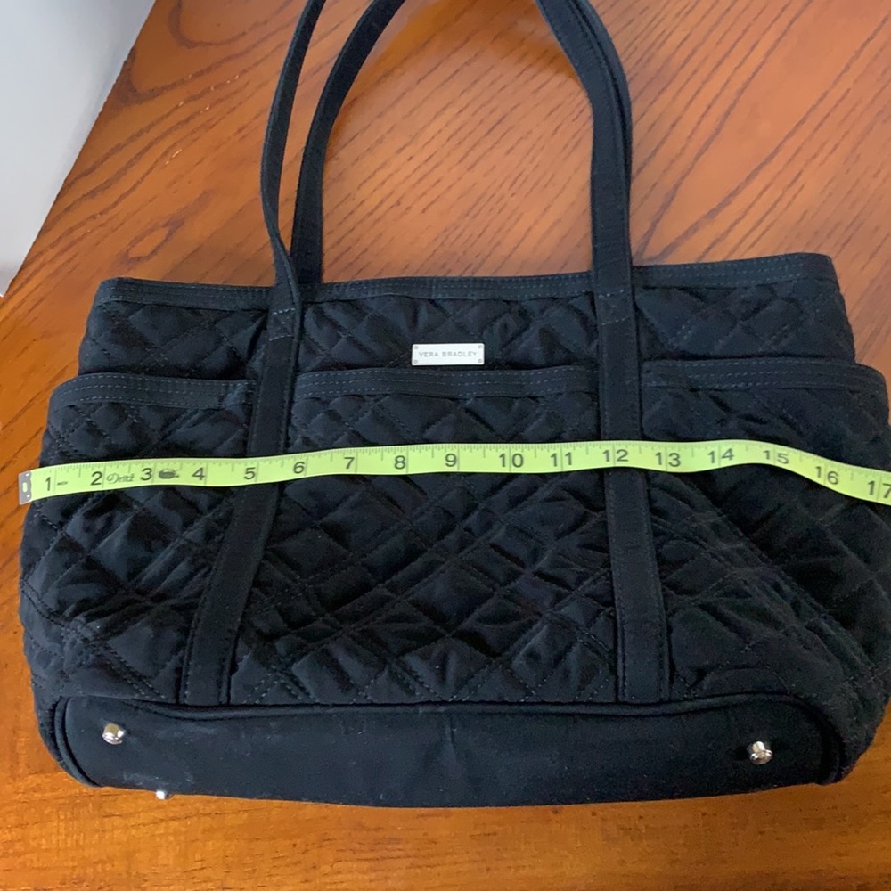 Vera Bradley Black Quilted Shoulder Tote | Zebra Interior | EUC | Retired - Picture 4 of 12